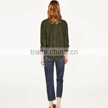 2017 OEM SpringButtoned Cuffs and Elbow-length Sleeves Polo Neck Shirt photo-5