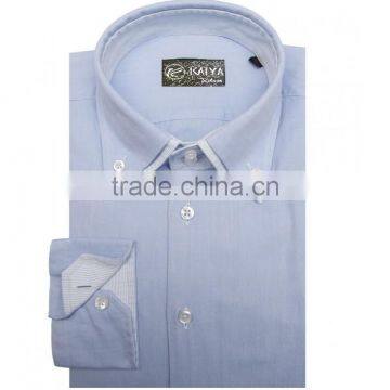 Summer new fashion light blue funny shirt long-sleeved stan collar shirt