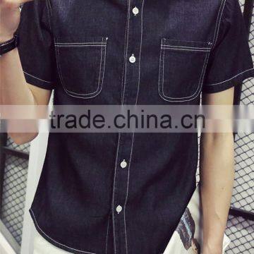 Short Sleeve Shirt Retro Plus-size Half Sleeve Lining Cowboy Clothing photo-4