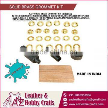 Premium Quality Solid Brass Grommet Kit with Washer,Backer Block Wood etc.