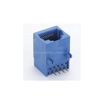 RJ45 10P8C plastic blue color connector 8p8c pcb jack 90 degree socket