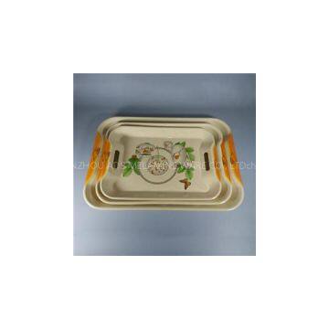 3pcs Hot In Africa Melamine Rectangular Serving Trays Set With Handles