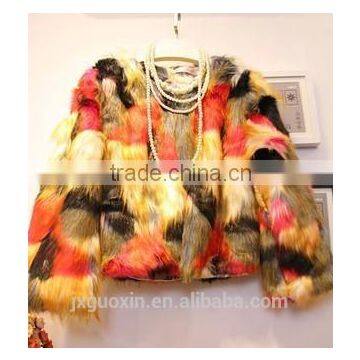 2015 beautiful synthetic fur jacket