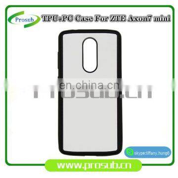 2d sublimation heat transfer PC +TPU silicon blank cell phone case with metal sheet for Prosub-ZTE Axon7 mini