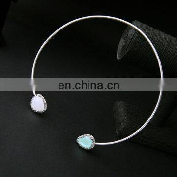 Wholesale Silver Stone Neck Cuff Gem Choker Bar Collar Necklace