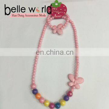 Cute Plastic Butterfly Beads Elastic kid Jewellery Set Wholesale