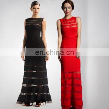 Excellent Quality Adult High Neck Red Evening Gown With Mesh