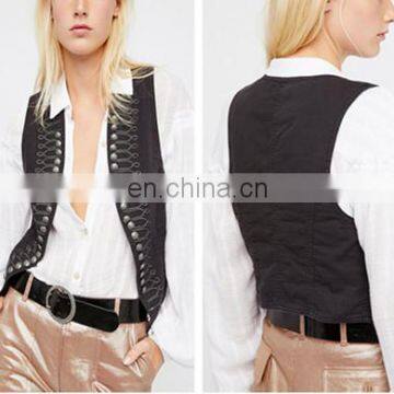 Black Lace Cotton Cool Fashion Vest For Women