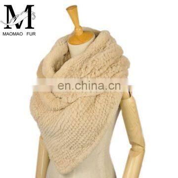 2016 New Year Fashion Products Promotional Genuine Rex Rabbit Fur Lady's Knit Scarf photo-4