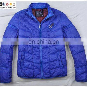 2015 men blue nylon outdoor jacket with special wash