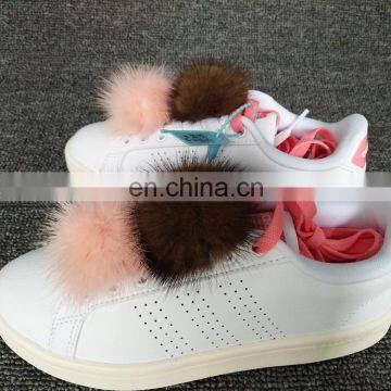 Real raccoon fur pompom ball fashion decorative shoe buckles