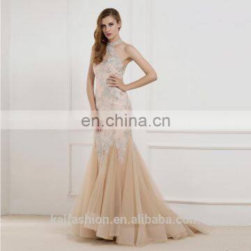 EB2619 Sexy Luxury Halter top beading Silver lace mermaid trumpet prom dress