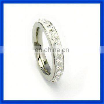 Fashion stainless steel engagement wedding ring with cycle crystal