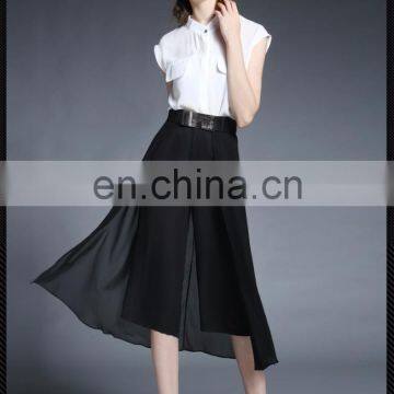 Latest Fashion Design Summer Wide Leg Chiffon Women Culotte Pants