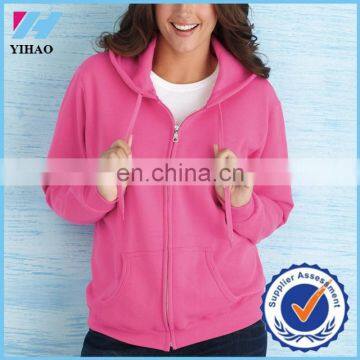 Yihao New latest fashion custom plain women hoodies heavy blend fleece missy full-zip sweatshirt sports hoodies for ladies