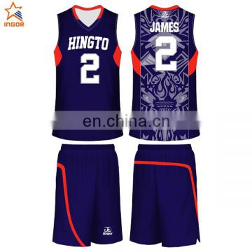 Customized reversible sublimation digital printing men's basketball uniform