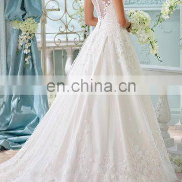 Long sheer and lace wedding gown 2016