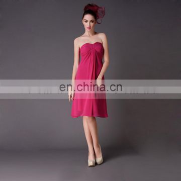 Short strapless online traditional chiffon bridesmaid dress