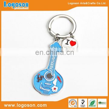 Fashion mini metal souvenirs music blue guitar key chain