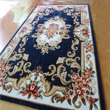 Navy Blue Floral Carpet Cut Pile Luxury Carpet Living Room Rugs