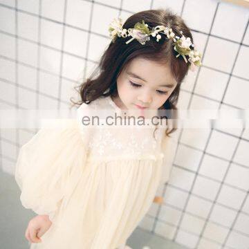 2020 Girls Solid Pure Long Sleeve Mesh Dress photo-5