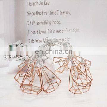 Battery Operated Diamond Shape Fancy Metal String Light For Home Holiday Decoration photo-5