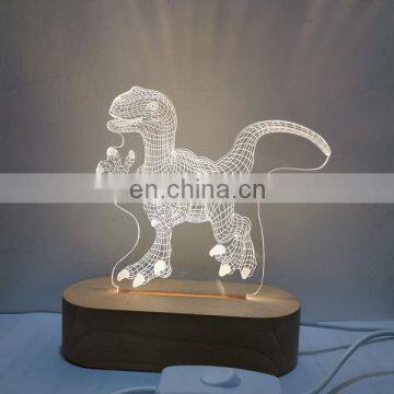 3D Oval Shape Wooden Lamp Base With Acrylic Plate Led Night Lamps