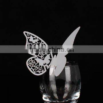Table Wine Glass Name Place Card Wedding Party Laser Cut Butterfly White SC111