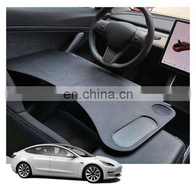 Black Car Eating Laptop Steering Wheel Desk For Tesla Model 3 Y