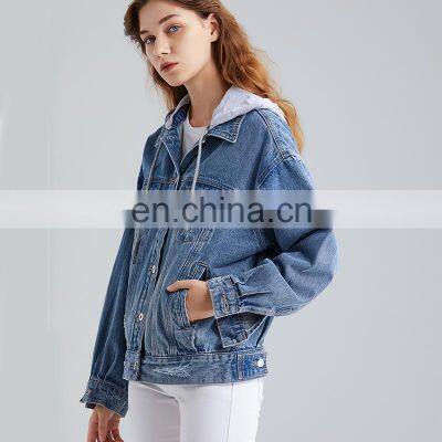 Factory Stock Lot Women Denim Jacket Good Quality Jean Jackets Hooded Ladies Fashion Tops photo-4