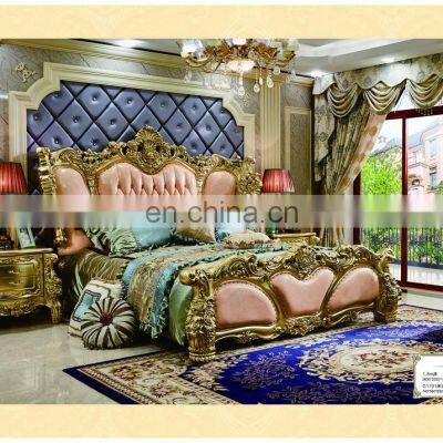 Luxury Leather Antique Style Furniture Soft Beds Cama Furniture