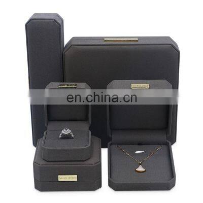 Custom Logo Wholesale Octagonal Shape Gray Microfiber Bangle Box photo-5