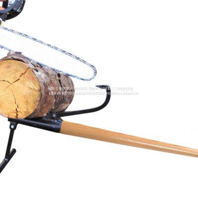 Timber jack Two-in-one tool efficiently raises the log off the ground for easy cutting