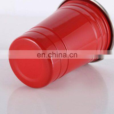 Brand New Logo Drinking Metal 16oz Party Red Custom Reusable Stainless Steel Beer Pong Cups photo-3