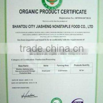 Organic Product Certificate