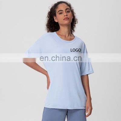 Hot Sale Women Oversize Loose Short Sleeve T-Shirts Quick Dry Breathable Sports Gym Running Casual Hip Hop Yoga Top