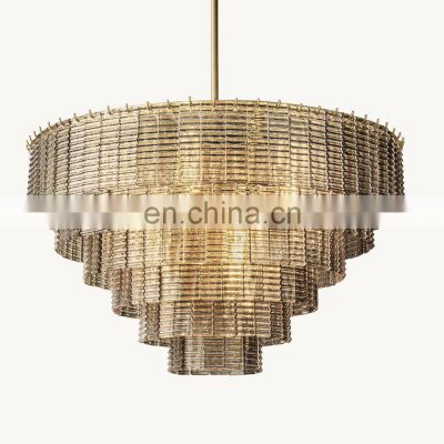 Sirene Smoke Glass Round Chandelier Modern Gold Chandeliers Lighting Living Room Pendant Light Ceiling Fixture Hanging Lamp