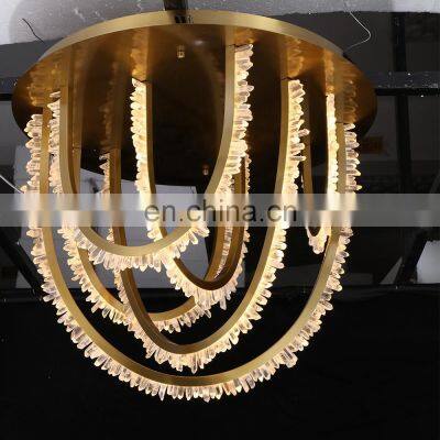 Home Decorative Round Crystal Pendant Light Hotel Lamps Fixture Gold Led Modern Luxury k9 Crystal Ceiling Light