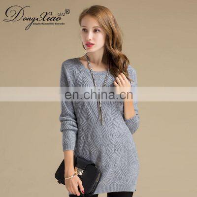 Pure Cashmere Women's Round Neck Sweater With Thick Diamond Pattern Women's Clothing photo-4