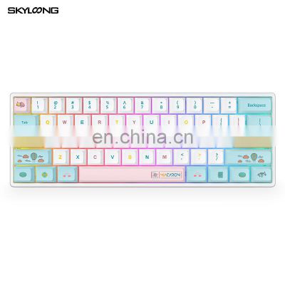 hot style custom white 60 split keyboard 64 keys rgb backlight game keyboard tkl 87 tactile blue switch uk layout keyboard