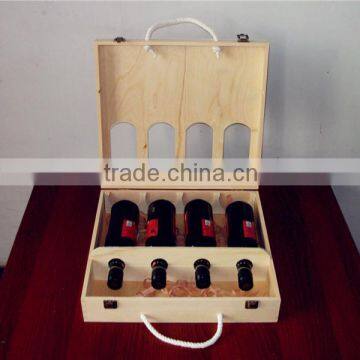 Custom Wooden Wine Box Packing for 4 Wine Bottles photo-3