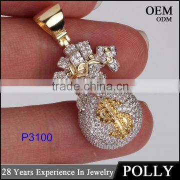 OEM/ODM Hip hop 10k gold micro setting real cheap diamond pendant jewerly