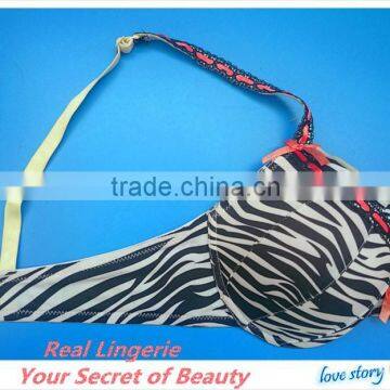 Fashion Plus Size Bra Set, Sexy Zebra Printed Microfiber