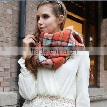 Winter Fashion Women Plaid Wool Pashmina Stole Shawl Scarf