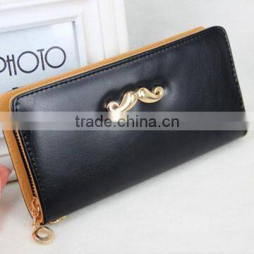 Women's Classic Multifunction PU Blue Coin Purse Wallet With Mustache photo-5