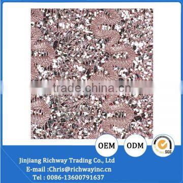 Hot Sell Pink Embroidery Glitter Fabric Shoe Material photo-2