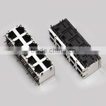 RJ45 Double Level 2*5 port Modular Jack with LED