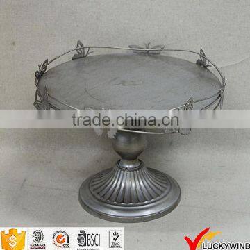 Butterflies White Decor Pedestal Round Plate Wedding