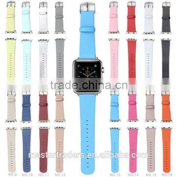 Cheap Colorful PU Leather Watch Band Wrist Strap Bracelet Without Metal Buckle For 38MM Apple Watch MT-3588