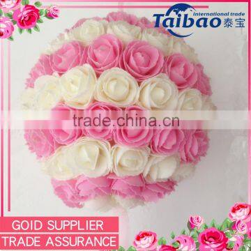 Factory wholesale 12" wedding and party decoration pink/cream floral foam kissing ball                        
                                                Quality Choice